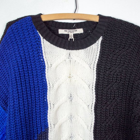 Free Generation Color block Fringe Cable Sweather - Picture 9 of 13
